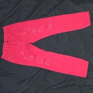 Christmas red hi-rise distressed jeans 26" waist